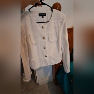 Jones New York Cream Textured Jacket